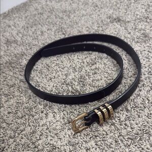 Stylish Black Belt with Gold Buckle